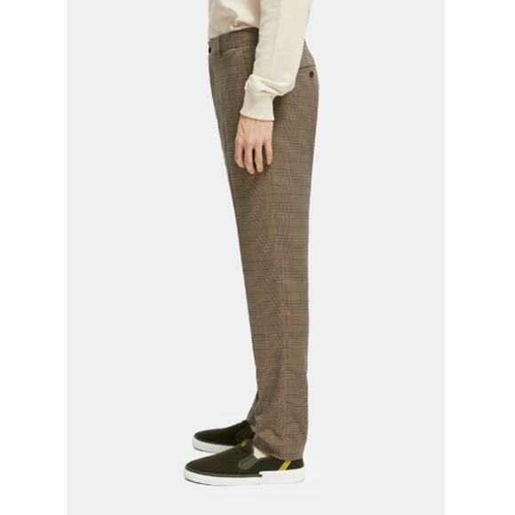 Scotch & Soda Men's Taupe Check Slim Tapered Fit Chino Pants Size 30/32 - Picture 11 of 12